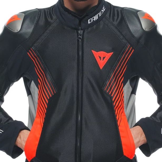 Dainese Super Rider 2 Absoluteshell Jacket Black Dark Gull Gray Fluo Red